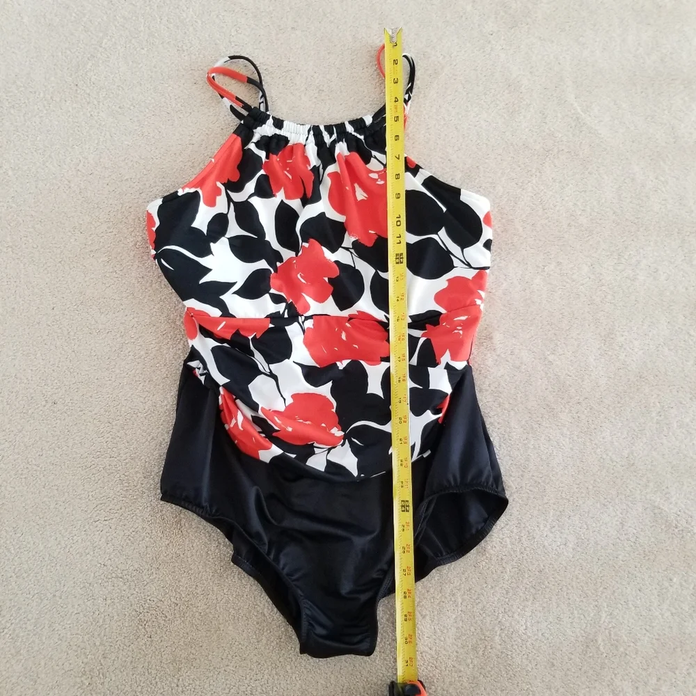 MagicSuit by Miraclesuit One Piece Orange Floral Tropical Swimsuit Size 24W